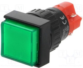 V16F-11-24G, Переключатель: кнопочный, Пол: 2, SPDT, 3A/250ВAC, 2A/24ВDC, IP40