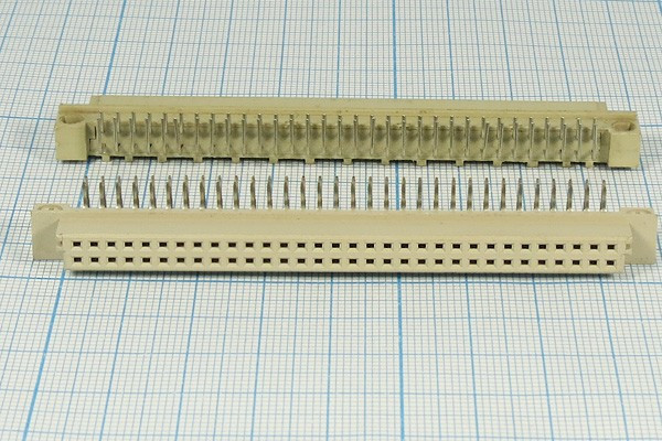 Розетка DIN41612 на 64 гнёзда A+B=2x32=32HP, шаг 2.54мм, угловая; №10087 гн ПрС DIN41612\P2,54\ 64HP[A+B]\\ угл\D22-64FR1DL