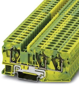 3036482, ST 6-TWIN-PE Series Green/Yellow Earth Terminal Block, Single-Level, Spring Clamp Termination