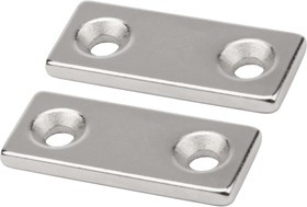 72-3703, Неодимовый магнитный прямоугольник 35х15х3 мм с 2 зенковками 8х4 мм (упаковка 1 шт.)