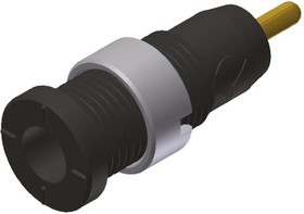 975459700, Black Female Banana Socket, 2mm Connector, Solder Termination, 10A, 1000V ac/dc, Gold