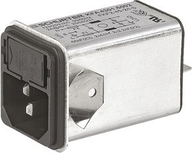 4301.6002, 2A, 125 V ac, 250 V ac Male Snap-In Filtered IEC Connector 4301.6002, Quick Connect 1, 2 Fuse