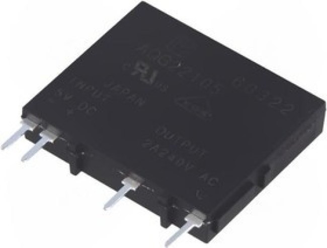 AQG22105, Реле: полупроводниковое, Uупр: 4-6ВDC, 2А, 75-264ВAC, PCB, THТ