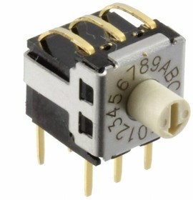A6KS-162RS, Кодирующий переключатель, HEX/BCD, Пол: 16, SMT, Rизол.мин: 100МОм