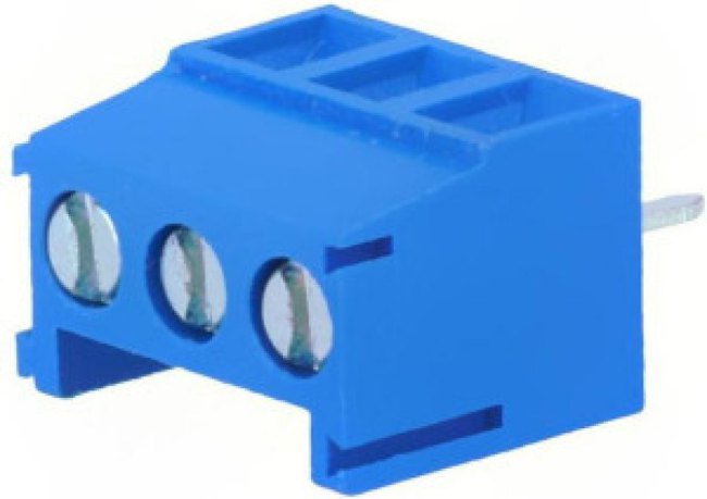 TB-3.5-P-3P/BL, Зажимная рейка для печатных плат, угловой 90°, 3,5мм, на PCB TB-3.5-P-3P/BL, Зажимная рейка для печатных плат, угловой 90°, 3,5мм, на PCB
