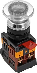 Кнопка AELA-22 "Грибок" NO+NC 220В с подсветкой бел. EKF pbn-aela-1w-220