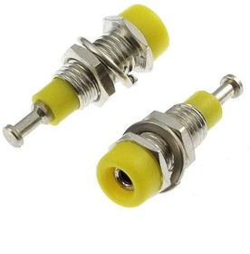 Z008 2mm panel jack YELLOW, Гнездо Z008 2 мм panel jack желтый, на панель под пайку