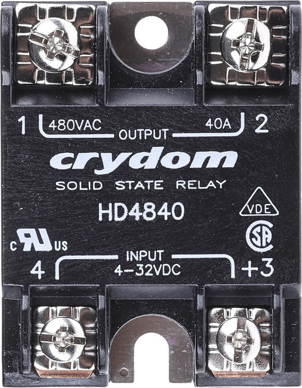 HD4840, Твердотельное реле, SPST-NO, 40 А, 530 В AC, Панель, Винт, Переход Через Нуль HD4840, Твердотельное реле, SPST-NO, 40 А, 530 В AC, Панель, Винт, Переход Через Нуль