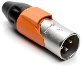 AX3M3M, XLR Connectors 3 pole Pin Male Plug AX XLR Audi Cable Conn SatinNickel w/ Orange Marking Sleeve