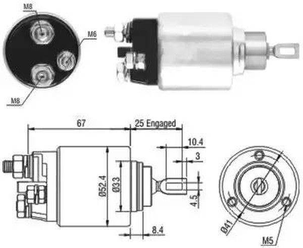 46151, Втягивающее реле стартера 46151, Втягивающее реле стартера