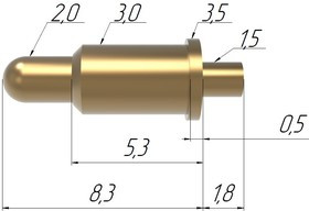 MPP283 Подпружиненный контакт (pogo-pin) диаметром иглы 2,0мм длина 8,3мм