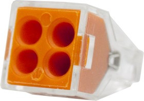 Elvert Зажим разветвительный втычной четырехгнездовой оранжевый макс.сечение 2,5 кв.мм 24 А (1 пакет/50 шт.) TC-104
