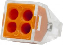 Elvert Зажим разветвительный втычной четырехгнездовой оранжевый макс.сечение 2,5 кв.мм 24 А (1 пакет/50 шт.) TC-104