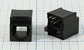 Гнездо телефонное 6P4C, 4P, на панель, T5-6P4C[RJ-11]