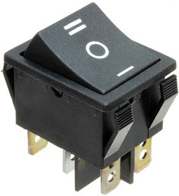 R5DBLKBLKBF0, Rocker Switches 16A 250VAC ON-OFF-ON DPDT Non-Ill Black