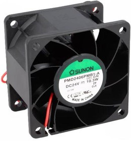PMD2406PMB1A, Вентилятор осевой, 24В DC, 60x60x38мм, подшипник качения, 95,99куб.м/ч, 56дБА, 28AWG PMD2406PMB1A, Вентилятор осевой, 24В DC, 60x60x38мм, подшипник качения, 95,99куб.м/ч, 56дБА, 28AWG