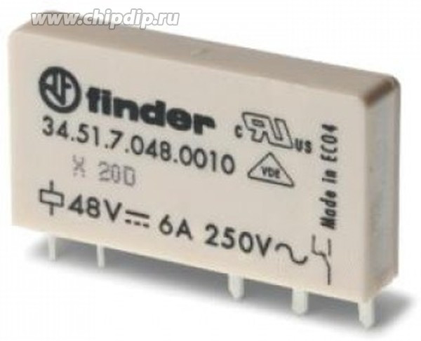 34.51.7.005.0010, Ультратонкое электромеханическое реле; монтаж на печатную плату; 1CO 6A; контакты AgNi; катушка 5В DC (чувствит.); степень 34.51.7.005.0010, Ультратонкое электромеханическое реле; монтаж на печатную плату; 1CO 6A; контакты AgNi; катушка 5В DC (чувствит.); степень