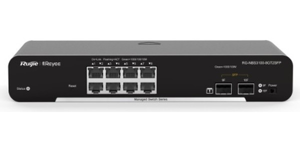 Коммутатор Ruijie Reyee 8-Port Gigabit L2 Managed Switch, 8 Gigabit RJ45 Ports,2 SFP Slots, Desktop Steel Case Коммутатор Ruijie Reyee 8-Port Gigabit L2 Managed Switch, 8 Gigabit RJ45 Ports,2 SFP Slots, Desktop Steel Case