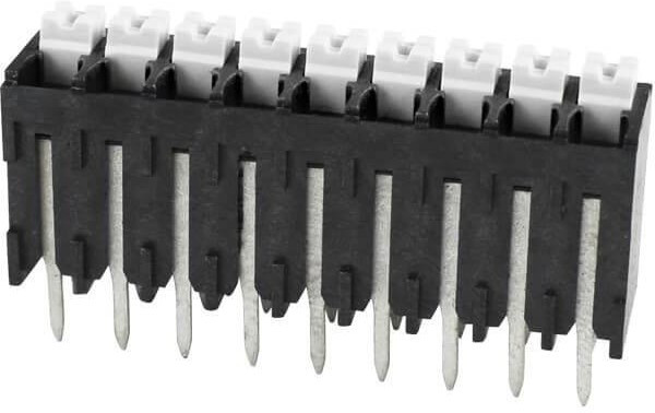 TBLH10V-350-09BK, Fixed Terminal Blocks Terminal block, screwless, High Temp, 3.5, Vertical, 9, Black w Gray Button