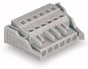 231-104/037-000, 4-контакт. розетка, шаг 5 мм, бок. защелки, серая 231-104/037-000, 4-контакт. розетка, шаг 5 мм, бок. защелки, серая