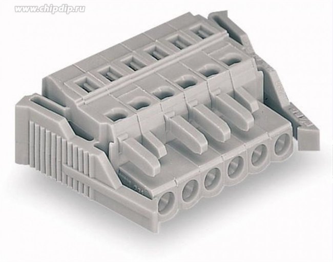 231-104/037-000, 4-контакт. розетка, шаг 5 мм, бок. защелки, серая 231-104/037-000, 4-контакт. розетка, шаг 5 мм, бок. защелки, серая