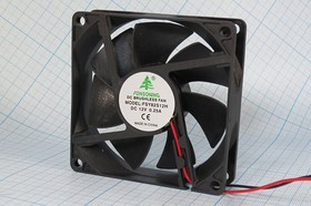 Вентилятор 80x80x20, напряжение 12В, ток 0,25А, выводы 2L, подшипник скольжения, FSY82S12H