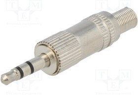 JC-037, Вилка, Jack 3,5мм, "папа", stereo, с амортизатором, прямой, пайка