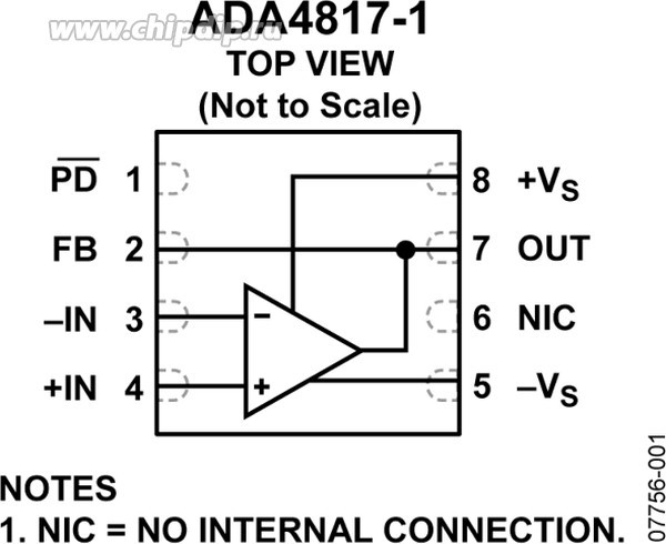 ADA4817-1ARDZ-R7, Малошумящий операционный усилитель FastFET, 1 ГГц [SOIC-8]