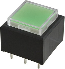 UB25SKW035F-JF, Pushbutton Switches DPDT ON-(ON) 5A ILLUM. GREEN SQUARE