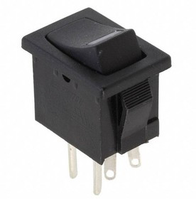 R1966ABLKBLKEPRED, Rocker Switches SPST On-Off RED LED Blk Act, PC Pin