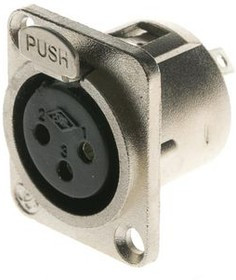 458042, XLR Connector, Socket, Straight, Panel Mount, 3 Poles