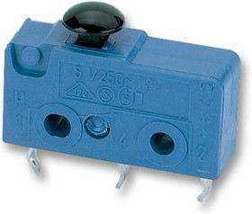 01050.0202-00, Микропереключатель, Субминиатюрный, Кнопочный (типа гриб), SPDT, Пайка, 5 А