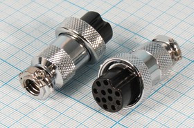 Разъем микрофонный MIC20 розетка, контакты 12P, монтаж на кабель, М19, XS20JK12P-F[MS-DF-20-12]