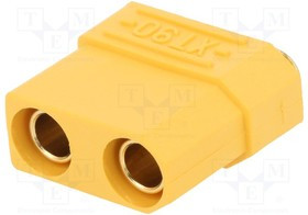 XT90PB-F, Гнездо питания DC XT90 "мама" плату THT Цвет желтый