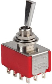 1M41T6B11M1QE, Рычажный переключатель, Вкл.-Никакой-Вкл., 4PDT, Без Подсветки, Серия 1M41, Панель, 5 А