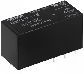 G5RLK1E DC24, Универсальное реле, серия G5RL-K, силовое, две катушки с защелкой, SPDT, 24В DC, 16А