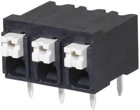 TBLH10-500-03BK, Fixed Terminal Blocks Terminal block, screwless, High Temp, 5.00, Horizontal, 3, Black w Gray Button