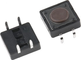 DTS21NV, Brown Button Tactile Switch, SPST 50 mA @ 12 V dc 0mm