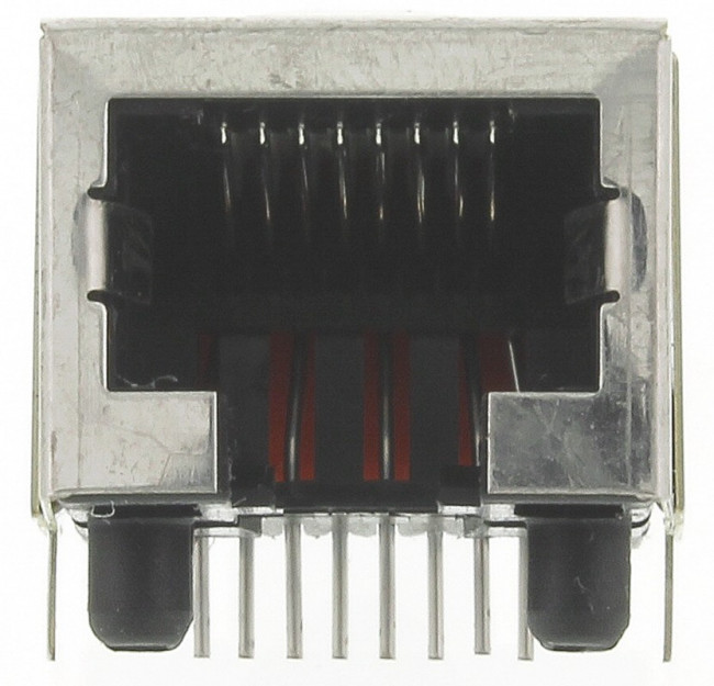 106066-2, Conn RJ-45 F 8 POS 1.02mm Solder RA Thru-Hole 8 Terminal 1 Port Cat 3 Tray
