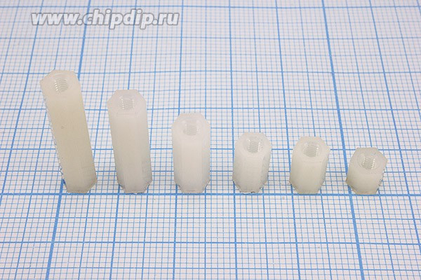 Стойка для печатных плат HTP-325, нейлон, M3; №3646 стойка L25,0\М3\S5\пл\ проходная\HTP-325