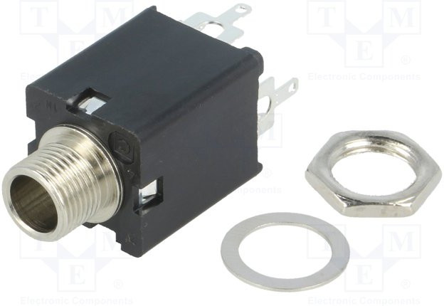 FM6700, Phone Audio Connector Jack, Straight, 6.35 mm, 3 Poles