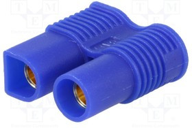 EC3-F, Вилка, питания DC, EC3, "мама", PIN: 2, на провод, пайка, Цвет: синий