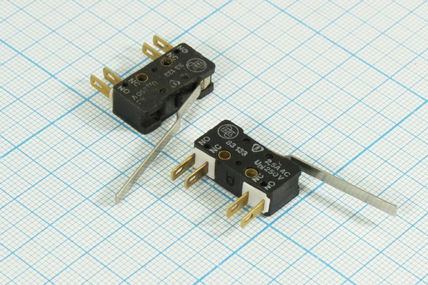 Микропереключатель, рычаг 39мм 220В/2.5А; №787 ПКонц 20x 6 x 7\220\ 2\OFF-(ON)ON- (OFF)\\L39\WLK14