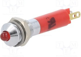 19020353, Индикат.лампа: LED; выпуклый; красный; 24ВDC; O6мм; металл