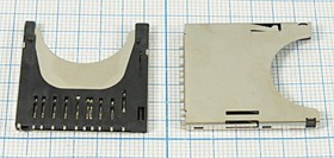 держатель карт памяти SD, 10-ть контактов, SMD; №2888 держ карт SD\10C\\SMD\\SD-3 держатель карт памяти SD, 10-ть контактов, SMD; №2888 держ карт SD\10C\\SMD\\SD-3