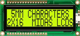 MC21605G6WK-SPTLY-V2, MC21605G6WK-SPTLY-V2 Alphanumeric LCD Alphanumeric Display, 2 Rows by 16 Characters MC21605G6WK-SPTLY-V2, MC21605G6WK-SPTLY-V2 Alphanumeric LCD Alphanumeric Display, 2 Rows by 16 Characters