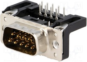 09651227801, Разъем D-Sub, PIN: 9, гнездо, "папа", угловой 90°, THT, M3, Ресурс: 50 циклов