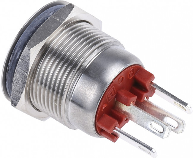 MPI002/28/RD, Pushbutton Switches RED RING SOLDER LUG