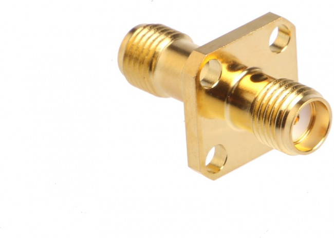 2991-6007, RF Adapters - In Series SMA F to F FlangeMnt Adapter, 4 Hole