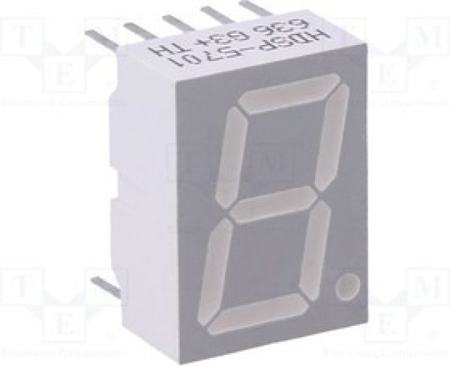 HDSP-5701, Дисплей: LED, 7-сегментный, 14,22мм, 0,56", II.зн: 1, желтый, анод